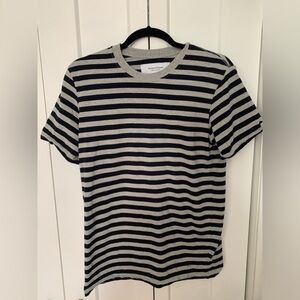Navy + Grey Striped T Shirt
